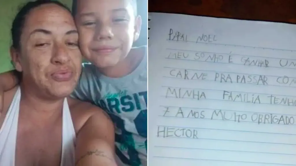 Menino de 7 anos escreve ao Papai Noel sem pedir brinquedos, dizendo que seu sonho é ganhar carne, mãe revela que há meses comprava ossos no açougue, carta viraliza e vaquinha arrecada R$ 32 mil para pagar contas, comprar camas novas e reformar a casa