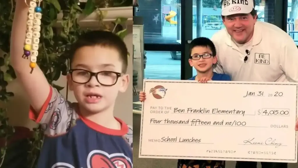 Menino de 8 anos quase fica sem dinheiro para o almoço na escola, decide fabricar mais de 300 chaveiros com miçangas e transforma peças vendidas por cerca de R$ 26 em mais de R$ 20 mil, valor usado para quitar dívidas de merenda da própria escola e ajudar outras seis do distrito Menino de 8 anos quase fica sem dinheiro para o almoço na escola, decide fabricar mais de 300 chaveiros com miçangas e transforma peças vendidas por cerca de R$ 26 em mais de R$ 20 mil, valor usado para quitar dívidas de merenda da própria escola e ajudar outras seis do distrito