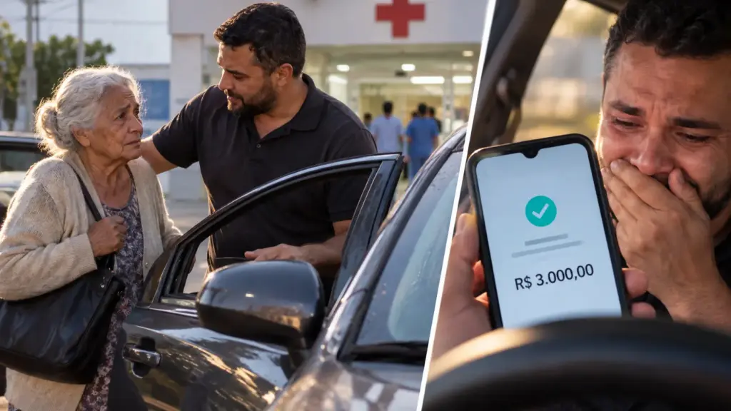 Motorista de aplicativo encontra senhora nervosa que precisava visitar a filha no hospital, faz a corrida mesmo sabendo que ela estava sem dinheiro e dias depois recebe R$ 3 mil, exatamente o que precisava para quitar uma dívida