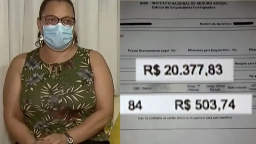 Mulher volta de Portugal para resolver a aposentadoria após acidente de trabalho e, antes mesmo de receber o primeiro pagamento, descobre empréstimo consignado de R$ 20 mil em seu nome; ela afirma que nunca pediu o dinheiro, registra boletim de ocorrência e tenta impedir que a dívida comece a ser descontada do benefício