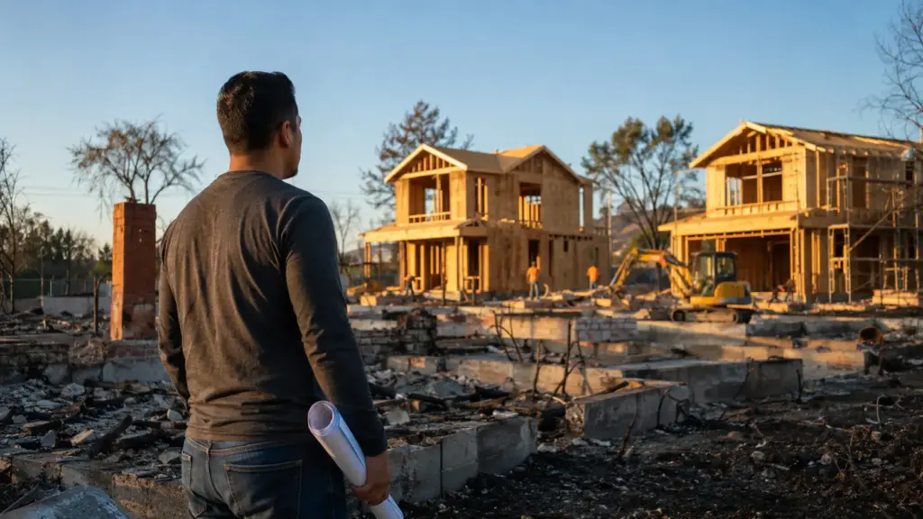 Ganhador de uma das maiores loterias dos EUA, com prêmio de US$ 2,04 bilhões, compra 15 terrenos queimados na Califórnia, investe cerca de US$ 10 milhões, começa a erguer casas e diz que pretende vender para moradores, não investidores Ganhador de uma das maiores loterias dos EUA, com prêmio de US$ 2,04 bilhões, compra 15 terrenos queimados na Califórnia, investe cerca de US$ 10 milhões, começa a erguer casas e diz que pretende vender para moradores, não investidores