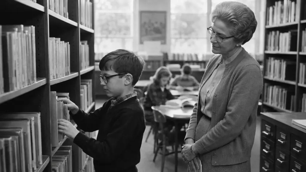 Considerado um aluno problemático, Bill Gates encontra professora que enxerga um “solucionador” por trás da indisciplina, vira seu assistente na biblioteca e atribui a ela sua paixão pelo conhecimento