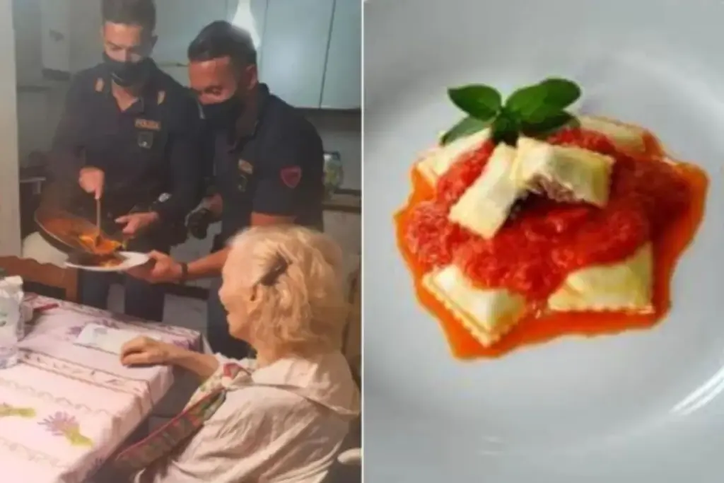 Policiais atendem o chamado de uma idosa de 87 anos de Florença que confessou estar sozinha, com fome e sem conseguir cozinhar, percebem que o problema era maior que a despensa vazia, improvisam um ravióli ao molho de tomate na cozinha dela e sentam à mesa para jantar com a nova amiga
