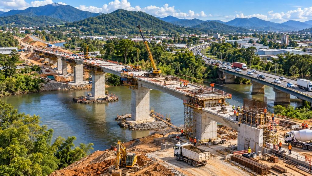 Ponte de R$ 13,1 milhões avança no Norte de SC, terá 140 metros e promete desafogar o trânsito entre Jaraguá do Sul e Schroeder