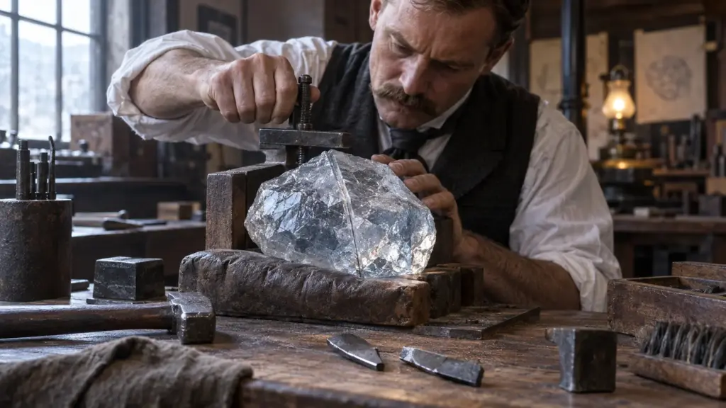 Supervisor encontra em 26 de janeiro de 1905, na África do Sul, diamante bruto de 3.106 quilates durante inspeção em mina, pedra quebra a lâmina usada para cortá-la e seus maiores fragmentos acabam nas joias da Coroa britânica