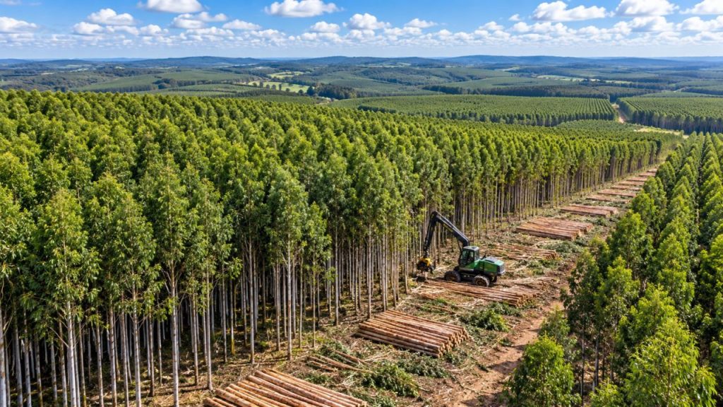 Produção florestal do Brasil bate recorde de R$ 47,9 bilhões em 2025, cresce 6,7% e tem eucalipto em 78,6% da área plantada, segundo levantamento divulgado pelo IBGE