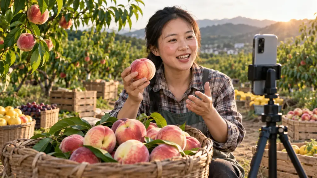 Com 2,5 milhões de seguidores, produtora rural chinesa colhe frutas em live no Douyin, recebe até 50 mil pedidos e movimenta 9 milhões de yuans por mês