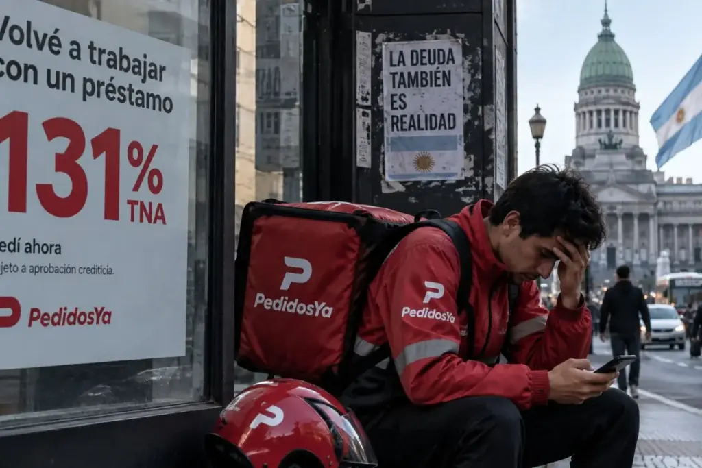 Quase 6 milhões de argentinos estão com dívidas atrasadas há mais de 90 dias, um terço de todos que pegaram empréstimo, e o governo Milei responde que isso é questão entre quem empresta e quem toma: enquanto isso, entregadores pagam 131% ao ano ao PedidosYa para voltar a trabalhar
