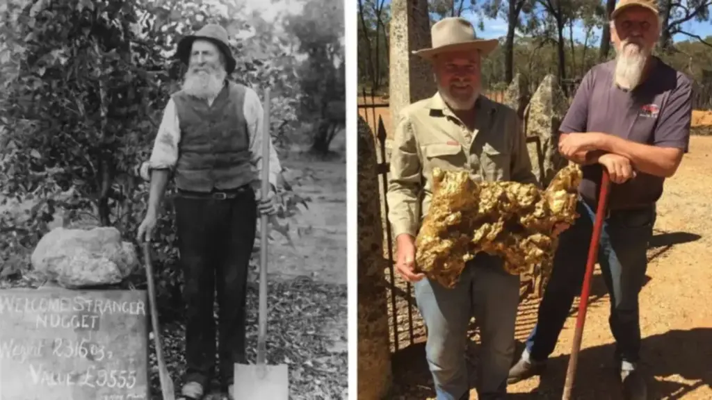 Dois garimpeiros procuram ouro entre as raízes de uma árvore em 5 de fevereiro de 1869 e encontram pepita com mais de 70 quilos; não existe balança capaz de pesá-lo inteiro, a pepita precisa ser quebrada e entra para a história como a maior massa de ouro aluvial já descoberta