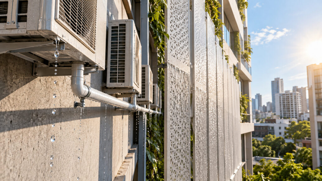 A água desperdiçada pelo seu ar-condicionado poderia resfriar seu prédio: empresa transforma a condensação em uma fachada refrescante sem usar energia