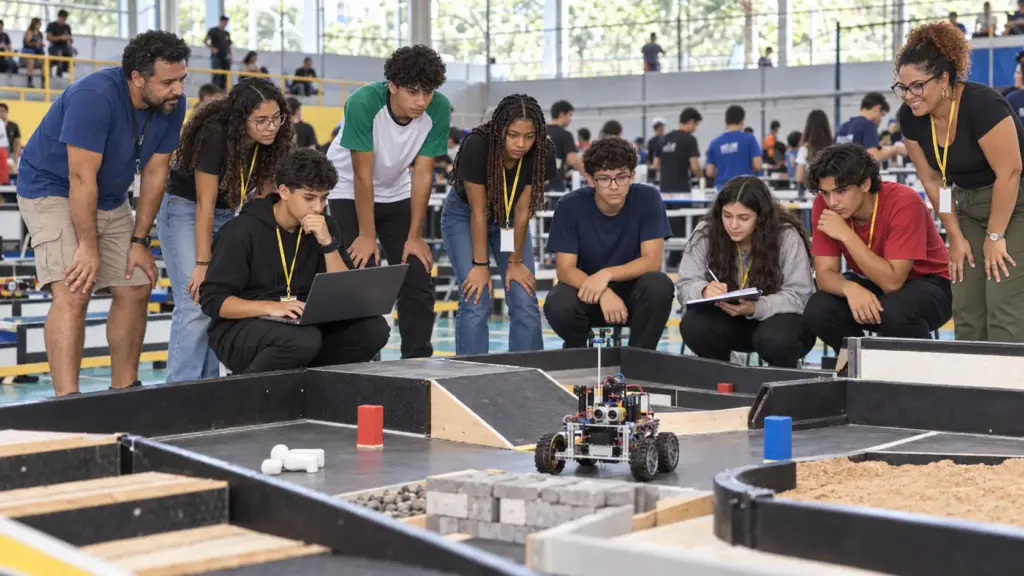 Alunos de escola pública constroem robô autônomo para procurar “vítimas” em terreno hostil e conquistam a melhor pontuação entre escolas públicas do Ceará em olimpíada de robótica
