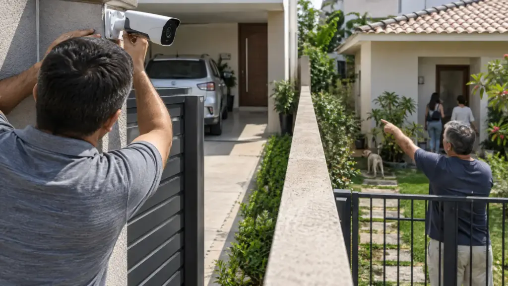 Com medo de ter o carro novo furtado, morador instala câmera no portão, grava visitas e parte do quintal do vizinho, que exige a mudança do ângulo, mas ele se recusa e o caso vira disputa por privacidade Com medo de ter o carro novo furtado, morador instala câmera no portão, grava visitas e parte do quintal do vizinho, que exige a mudança do ângulo, mas ele se recusa e o caso vira disputa por privacidade