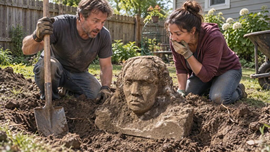 Casal desenterra escultura misteriosa de 68 kg no quintal de casa em São Francisco e tenta descobrir quem criou a peça Casal desenterra escultura misteriosa de 68 kg no quintal de casa em São Francisco e tenta descobrir quem criou a peça