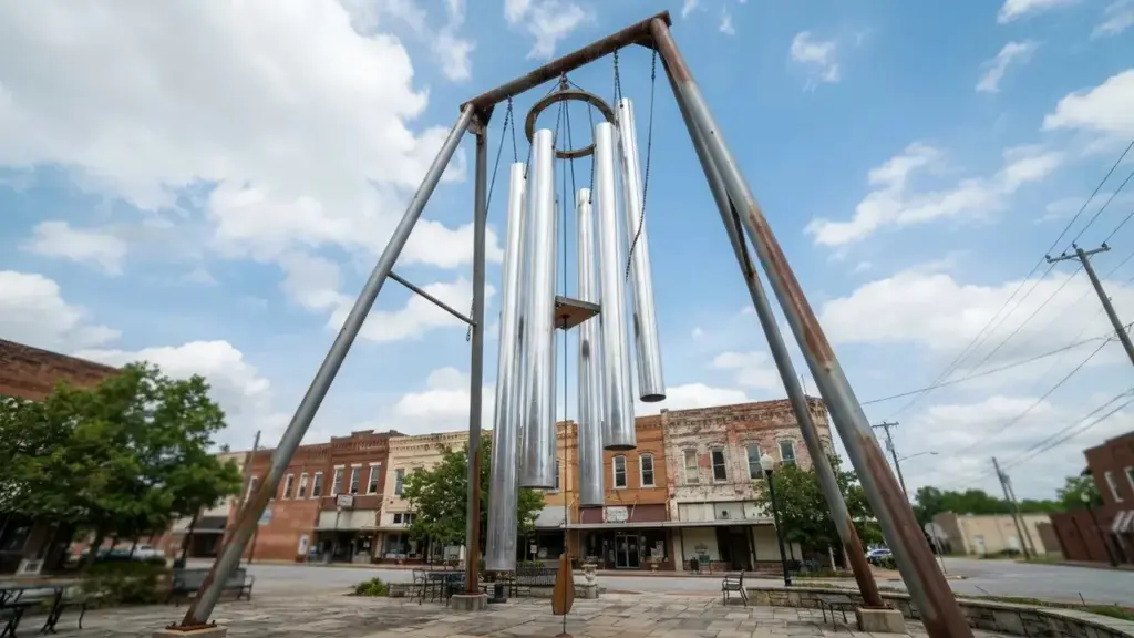 O dono de uma empresa de manutenção de dutos e tanques em Illinois usou os próprios soldadores e caldeireiros para construir, em dois anos, um sino de vento com tubo de 12,8 metros e 7,68 toneladas suspenso a quase 15 metros do chão, e a partir dele a cidade de 2.700 habitantes virou vitrine de objetos gigantes