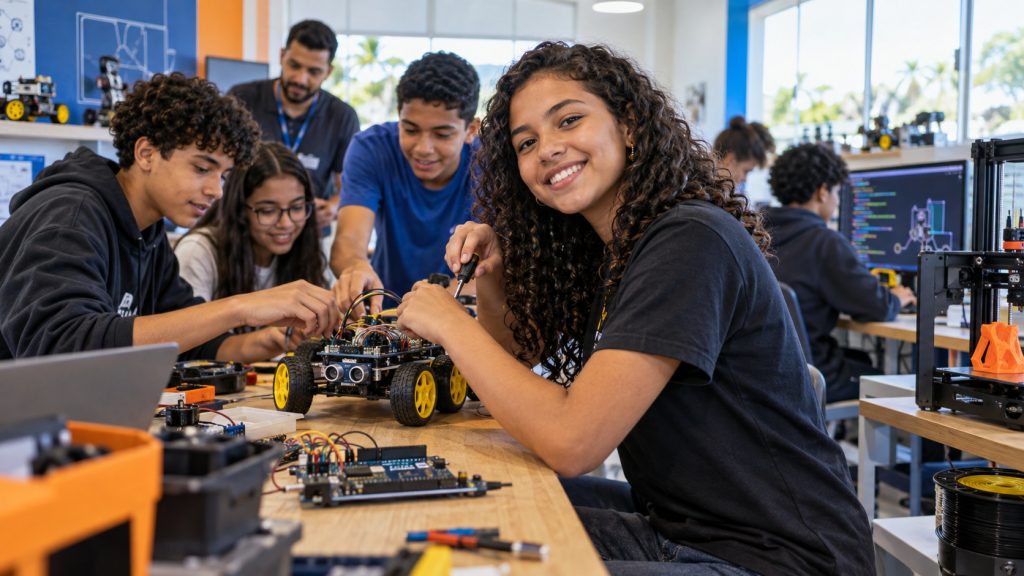 Faça cursos gratuitos de robótica e tecnologia com mais de 900 vagas em Goiás! Estudantes de 8 a 20 anos aprenderão programação, inteligência artificial e impressão 3D