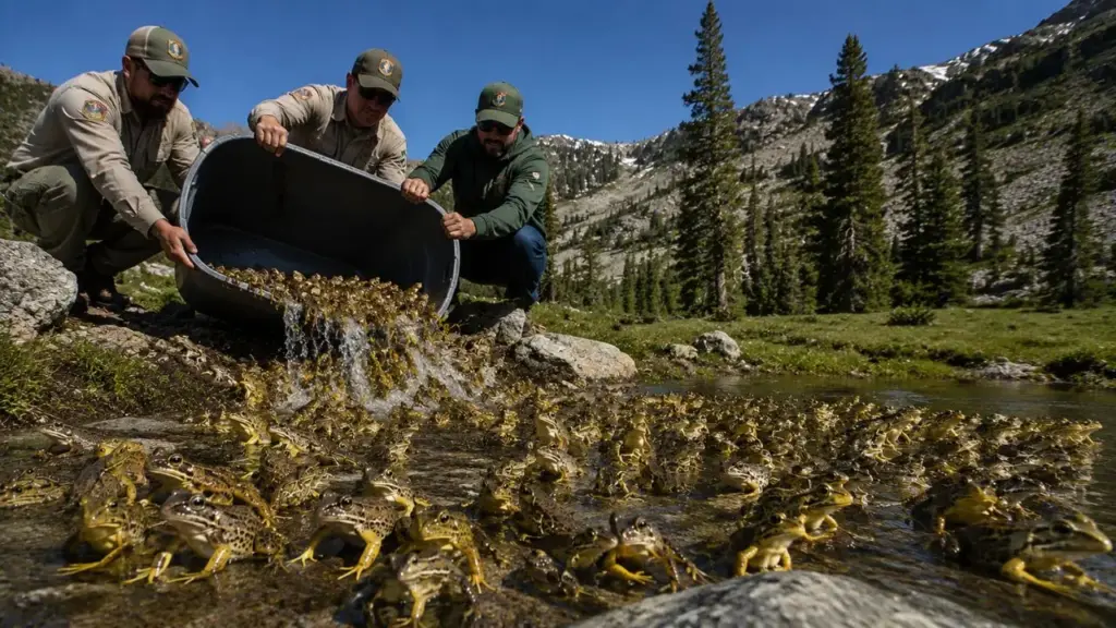 Estados Unidos soltam mais de 10 mil rãs em áreas montanhosas da Califórnia para tentar recuperar espécie ameaçada de extinção