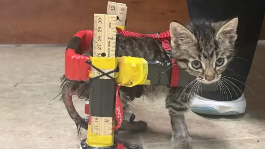 Gatinho chega a abrigo sem conseguir andar, exames revelam lesão na coluna e equipe improvisa cadeira de rodas com peças de Hot Wheels para ajudá-lo a voltar a se movimentar nos Estados Unidos