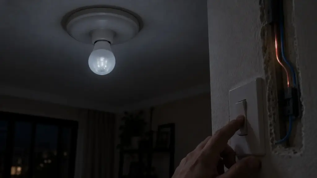 O que faz uma lâmpada LED continuar levemente acesa mesmo depois que o interruptor é desligado?