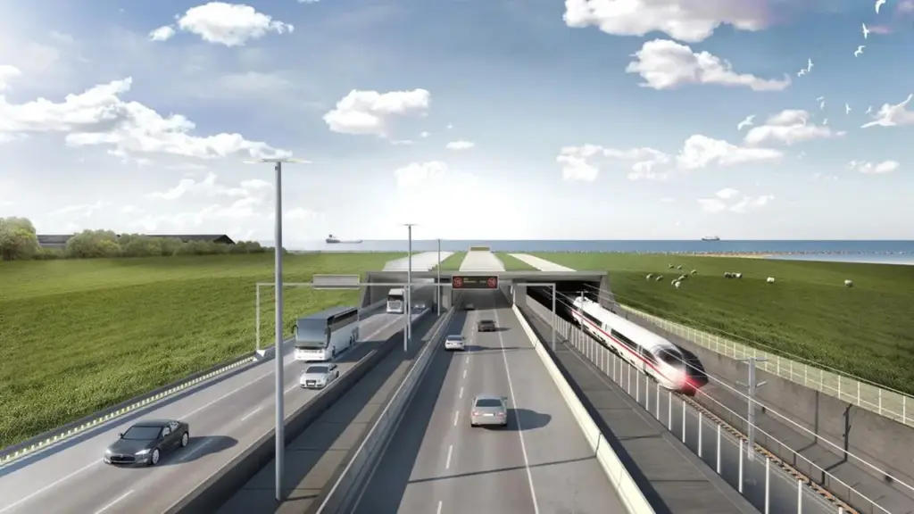 Oito âncoras de 500 toneladas descem ao leito marinho com ajuda de um guindaste de 800 toneladas e sustentam a complexa operação do túnel Fehmarnbelt, onde blocos de concreto de 217 metros são posicionados para formar a ligação entre Dinamarca e Alemanha