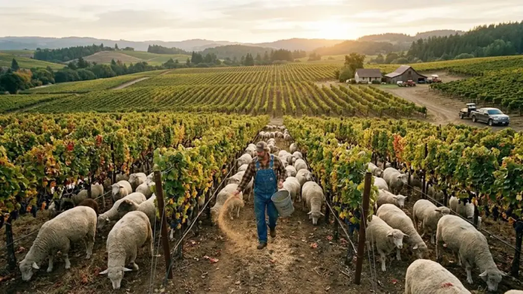 Produtor solta 85 ovelhas em vinhedo nos Estados Unidos e afirma que, em cinco anos, os custos externos diminuíram quase 60%, a matéria orgânica do solo aumentou 400% e carbono dobrou