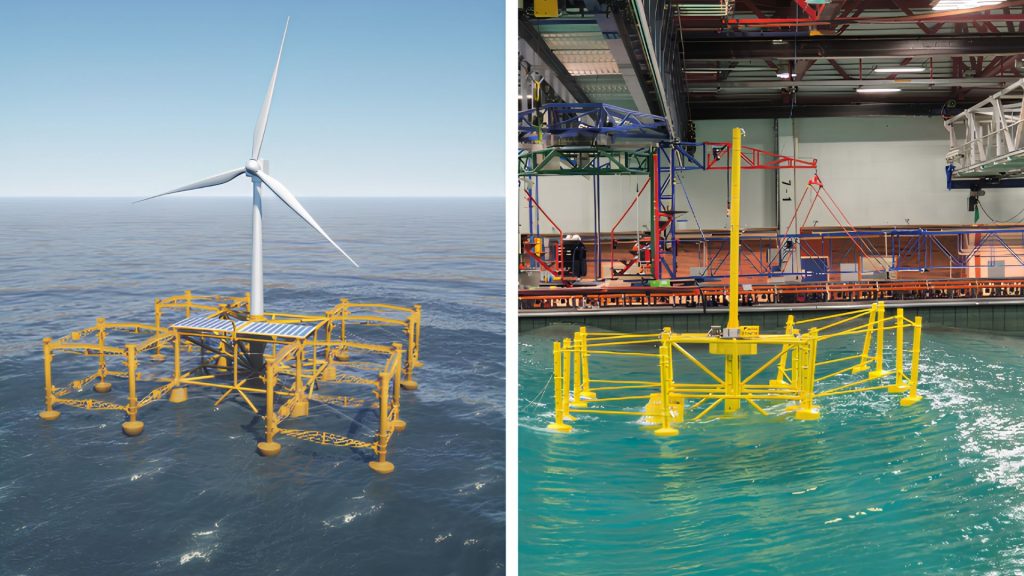 Engenheiros criam usina flutuante de 136 metros que une turbina eólica, painéis solares e energia das ondas para concentrar até 19,2 MW em uma única estrutura no mar Engenheiros criam usina flutuante de 136 metros que une turbina eólica, painéis solares e energia das ondas para concentrar até 19,2 MW em uma única estrutura no mar