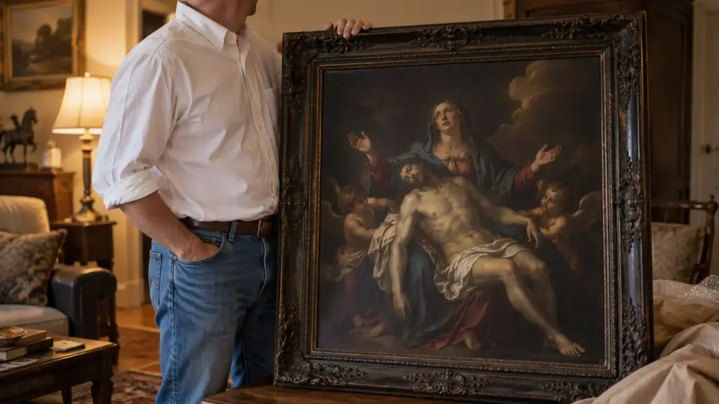 Família deixa quadro embrulhado atrás do sofá por 27 anos após uma bola de tênis derrubá-lo da parede e só décadas depois descobre que a obra pode ser um Michelangelo perdido avaliado em até R$ 1,5 bilhão Família deixa quadro embrulhado atrás do sofá por 27 anos após uma bola de tênis derrubá-lo da parede e só décadas depois descobre que a obra pode ser um Michelangelo perdido avaliado em até R$ 1,5 bilhão