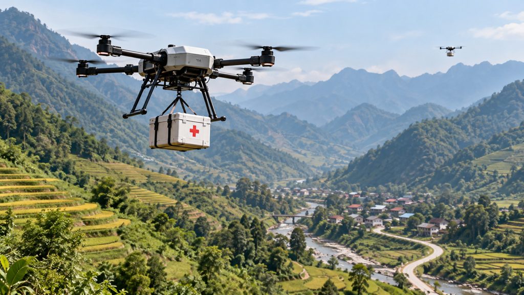 Vietnã aposta em drones para transportar cargas e já realizou 900 voos com quase 14 toneladas de medicamentos e suprimentos em regiões de difícil acesso