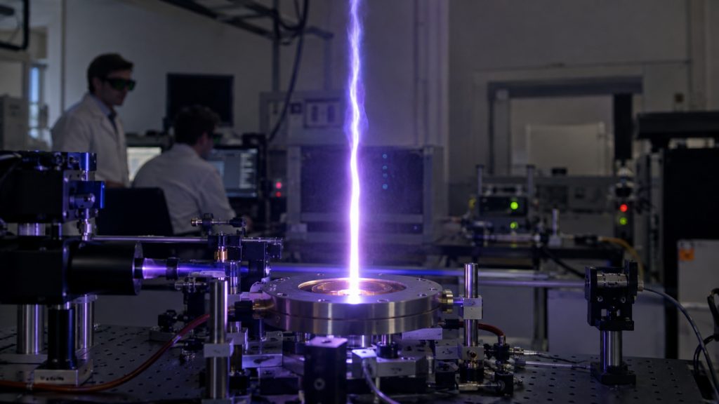 Cientistas criam antena a laser que parece um sabre de luz, transmite ondas de rádio a 30 MHz e pode mudar de tamanho e direção sem peças móveis Cientistas criam antena a laser que parece um sabre de luz, transmite ondas de rádio a 30 MHz e pode mudar de tamanho e direção sem peças móveis