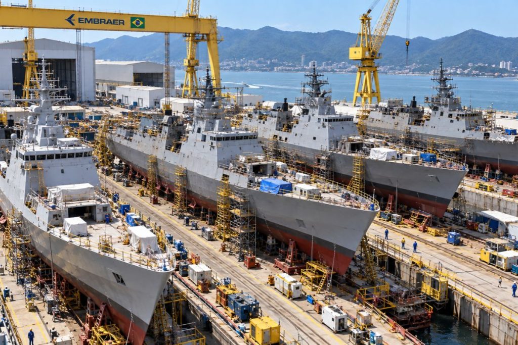 Brasil coloca quatro navios de guerra gigantes em produção simultânea em Santa Catarina, com entregas previstas até 2029