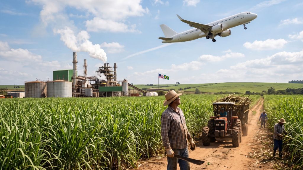 Cana brasileira entra na lista americana que pode transformar etanol em combustível de avião e abrir uma nova disputa por matérias-primas renováveis Cana brasileira entra na lista americana que pode transformar etanol em combustível de avião e abrir uma nova disputa por matérias-primas renováveis