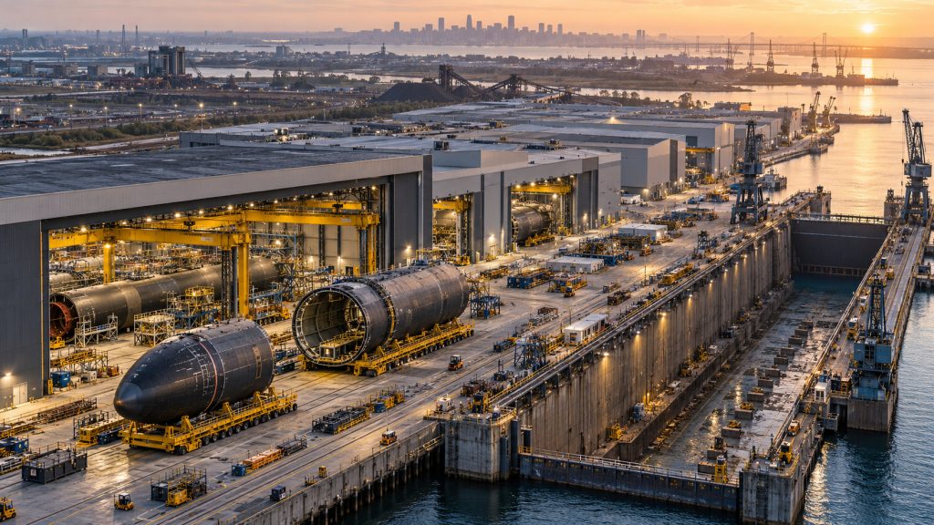 Anduril e Marinha dos EUA anunciam complexo de US$ 6,6 bilhões com doca de 366 metros para fabricar grandes módulos de submarinos nucleares da classe Virginia em Maryland