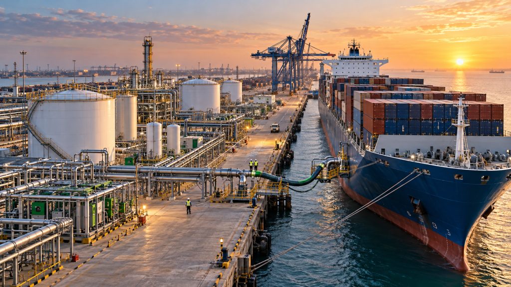 Índia inicia no porto de Kandla fábrica de e-metanol de US$ 240 milhões, capaz de produzir 150 toneladas por dia para abastecer navios entre Ásia e Europa