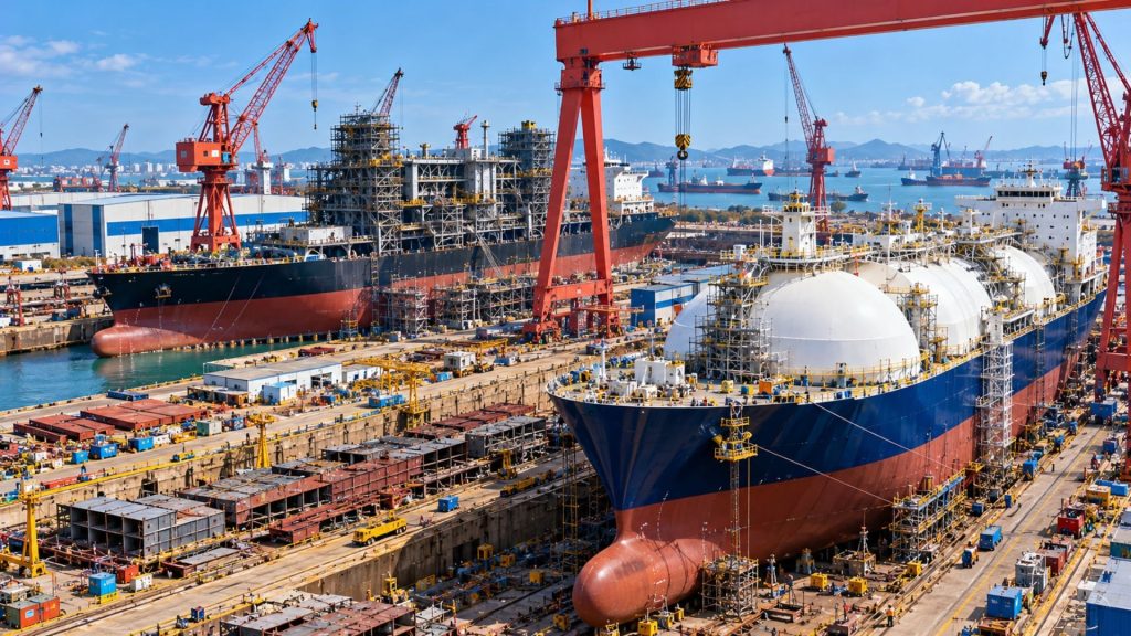 China dispara na construção naval com alta de 163,2% nos novos pedidos, concentra 81,8% das encomendas globais e já responde por 74,1% dos contratos de navios movidos a energia limpa