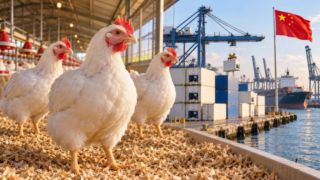 China limita suspensão do frango brasileiro a Santa Catarina após foco de Newcastle; medida atinge 14 estabelecimentos e preserva exportações dos demais estados, segundo informação divulgada pelo Ministério da Agricultura