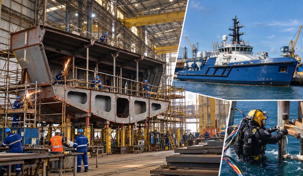 Estaleiro baiano já monta novo navio de mergulho para a Petrobras com R$ 115 milhões do FMM em pacote de contratos de R$ 2,7 bilhões