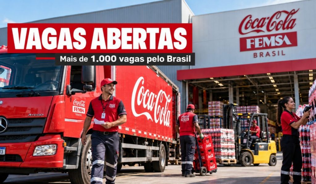 Coca-Cola abre mais de 1.000 vagas de emprego pelo Brasil para motoristas, ajudantes, operadores, vendedores e outras funções no Plano Verão