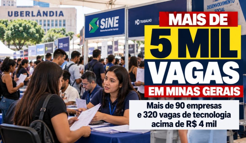Mais de 90 empresas oferecem 5 mil vagas em Uberlândia, com 320 postos de tecnologia acima de R$ 4 mil e chances sem experiência