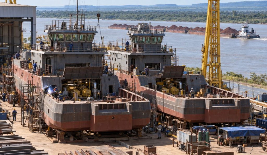 Estaleiro brasileiro constrói 2 novos rebocadores para transportar minério com 6 motores preparados para operar com biodiesel Estaleiro brasileiro constrói 2 novos rebocadores para transportar minério com 6 motores preparados para operar com biodiesel