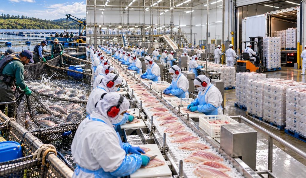 Maior produtora de tilápia do Brasil mira 300 mil peixes por dia em 2027 e quer ampliar exportações usando rede que já chega a 85 países Maior produtora de tilápia do Brasil mira 300 mil peixes por dia em 2027 e quer ampliar exportações usando rede que já chega a 85 países