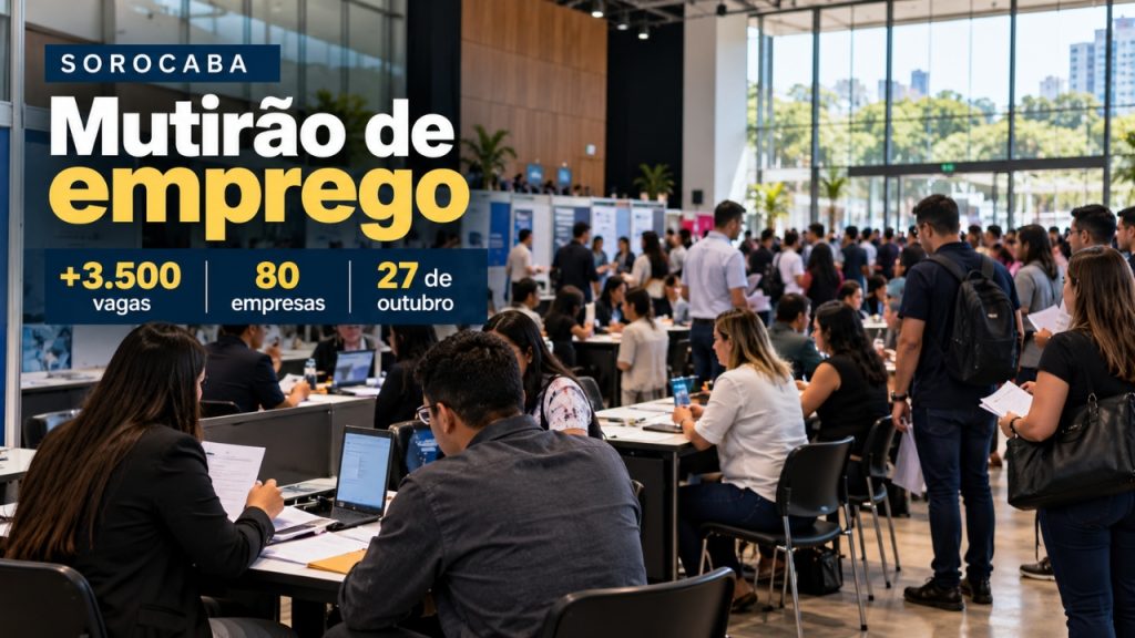 Sorocaba terá mais de 3.500 vagas de emprego com cerca de 80 empresas em um só dia, inclusive para candidatos sem experiência; mutirão terá seleção ao vivo e chance de contratação na hora