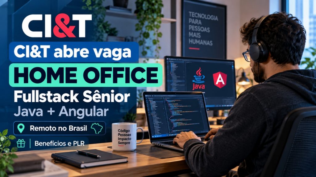 CI&T abre vaga home office no Brasil para Desenvolvedor Fullstack Sênior com Java e Angular, atuação remota, benefícios e oportunidade em tecnologia
