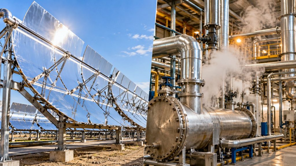 Até 500 °C e vapor direto no processo: como uma tecnologia baseada em espelhos pode atender fábricas de alimentos, químicos e minerais sem transformar primeiro a energia captada em eletricidade?
