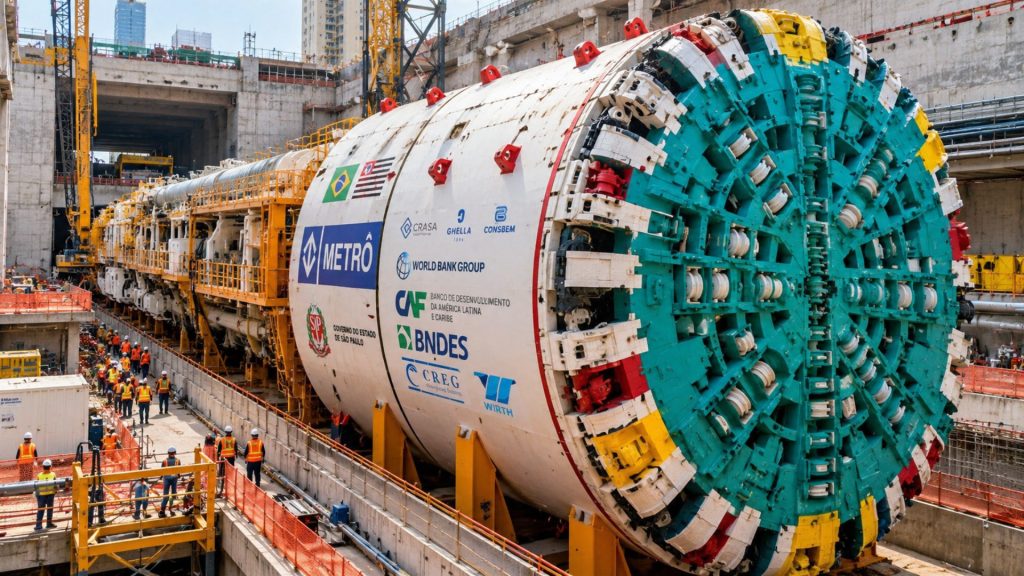 Máquina de 2.600 toneladas ‘rasga’ São Paulo e abre 5,8 km de túnel rumo a Guarulhos, com 133 metros de comprimento, 11,67 metros de diâmetro e avanço previsto de 12 metros por dia