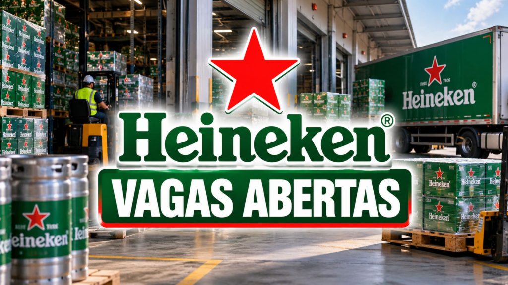 Heineken tem vaga de emprego para ajudante de armazenagem em Contagem, exige ensino médio completo e oferece benefícios, com trabalho presencial em escala 6×1, das 13h às 22h e atuação no centro de distribuição