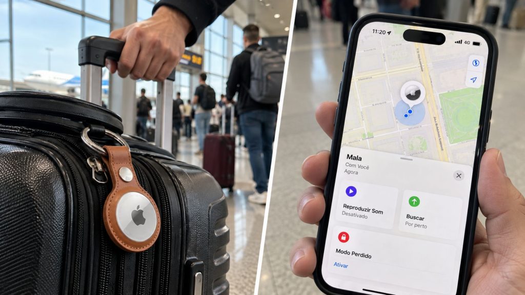 Com mais de 1 bilhão de aparelhos Apple na rede Busca, AirTag localiza itens longe do iPhone sem GPS próprio, usando Bluetooth, banda ultralarga e aparelhos próximos para atualizar a posição.