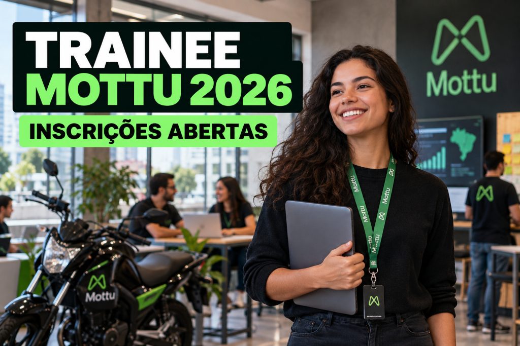 Programa de Trainee Mottu abre inscrições para formados até dezembro de 2026 com oportunidades em Minas Gerais, São Paulo e outros estados