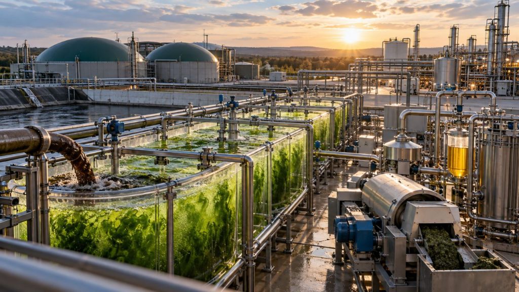 Microalgas transformam efluente de biogás em combustível de aviação: estudo remove poluentes da água e produz óleo com composição compatível com SAF