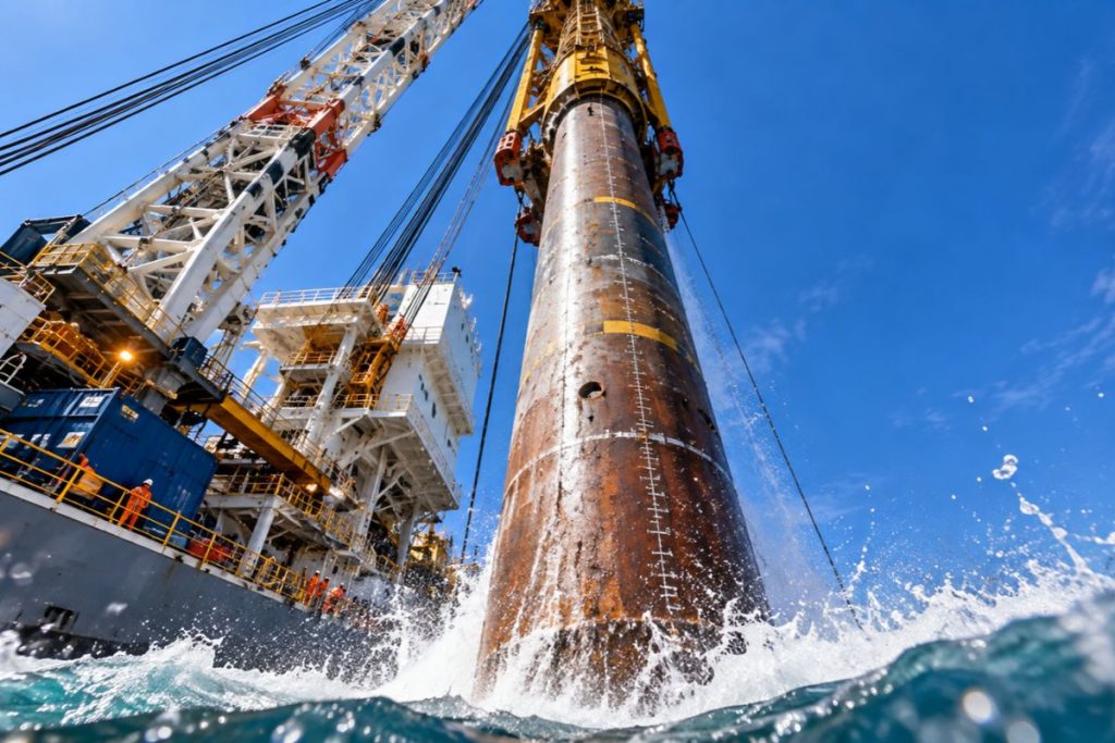 Navio ‘gigantesco’, o maior navio de cravação de estacas do mundo, deve chegar ao Brasil em novembro para fincar estacas a 64 metros de profundidade na Baía de Todos-os-Santos e construir a Ponte Salvador-Itaparica, de 12,4 km sobre o mar Navio ‘gigantesco’, o maior navio de cravação de estacas do mundo, deve chegar ao Brasil em novembro para fincar estacas a 64 metros de profundidade na Baía de Todos-os-Santos e construir a Ponte Salvador-Itaparica, de 12,4 km sobre o mar