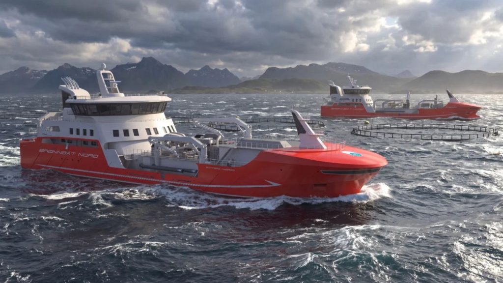 Noruega encomenda navio híbrido de 86,8 metros por cerca de US$ 110 milhões, com baterias, 5.000 m³ de capacidade e sistema próprio para tratar peixes