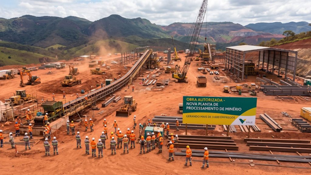 Vale recebe autorização para construir planta capaz de processar 21,8 milhões de toneladas de minério por ano em Minas Gerais e prevê 3.603 contratações durante as obras
